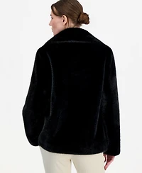 Jones New York Women's Short Faux-Fur Notch-Collar Coat