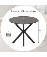 Gymax Round Farmhouse Dining Table for 4 w/Stable Intersecting Pedestal Base