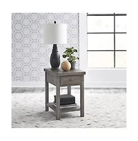 Liberty Furniture Industries, Inc. Modern Farmhouse Drawer Chair Side Table in Dusty with Heavy Distressing