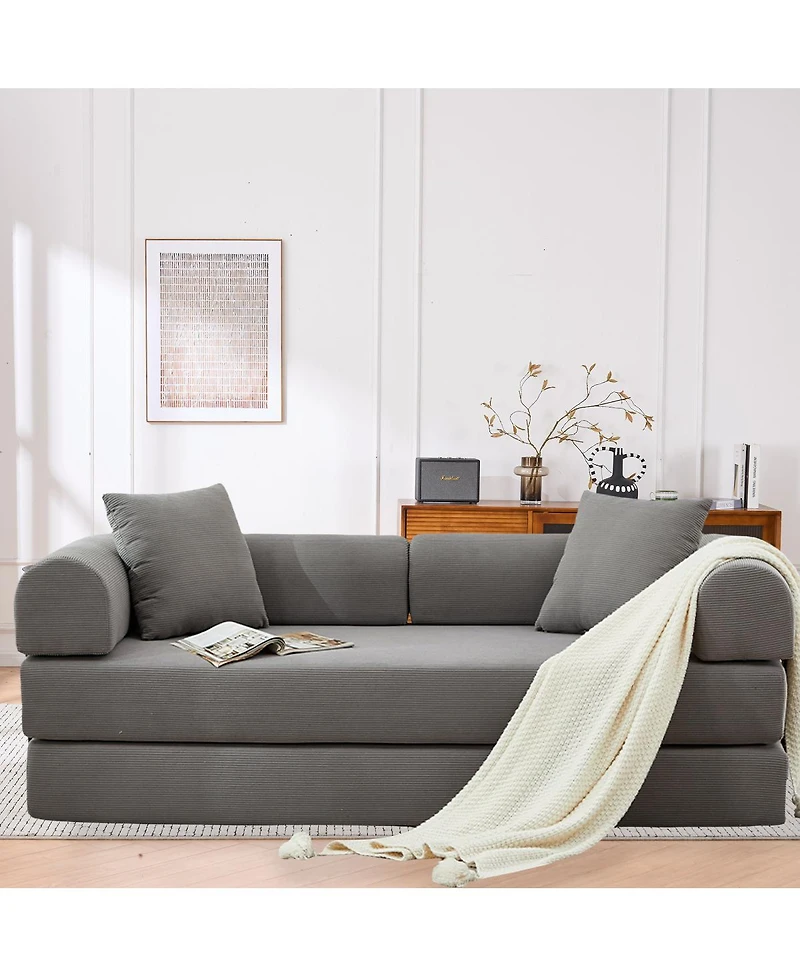 Streamdale Folding Sofa Bed, 63'' Convertible Couch with 2 Pillows, Fold Out Couch