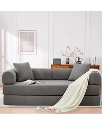 Streamdale Folding Sofa Bed, 63'' Convertible Couch with 2 Pillows, Fold Out Couch