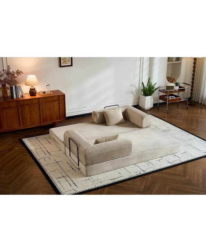 Streamdale Furniture Convertible Sleeper Sofa Bed with Pillow, Corduroy Folding Mattress Couch