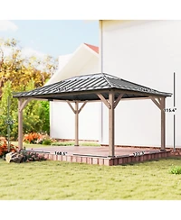 Outsunny 12'x16' Hardtop Gazebo with Steel Roof, UPF50+ Permanent Pavilion