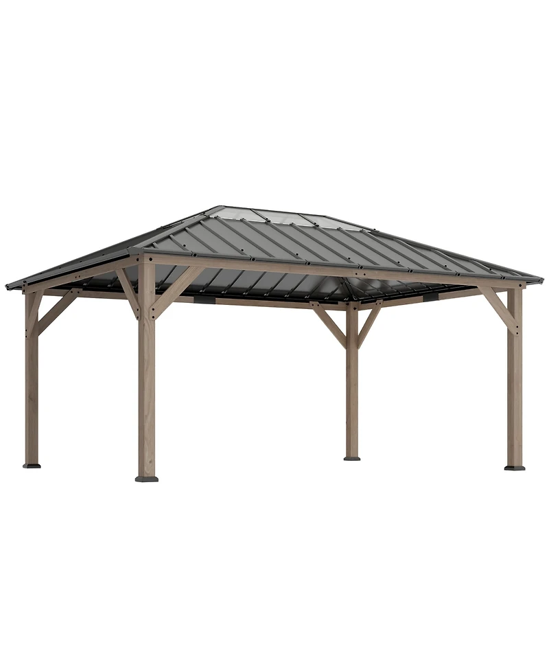 Outsunny 12'x16' Hardtop Gazebo with Steel Roof, UPF50+ Permanent Pavilion