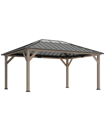 Outsunny 12'x16' Hardtop Gazebo with Steel Roof, UPF50+ Permanent Pavilion