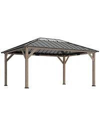 Outsunny 12'x16' Hardtop Gazebo with Steel Roof, UPF50+ Permanent Pavilion