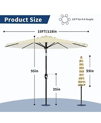 gaomon Outdoor 10FT Stripe Outdoor Patio Umbrella, Uv Protection Waterproof for Pool Deck Yard