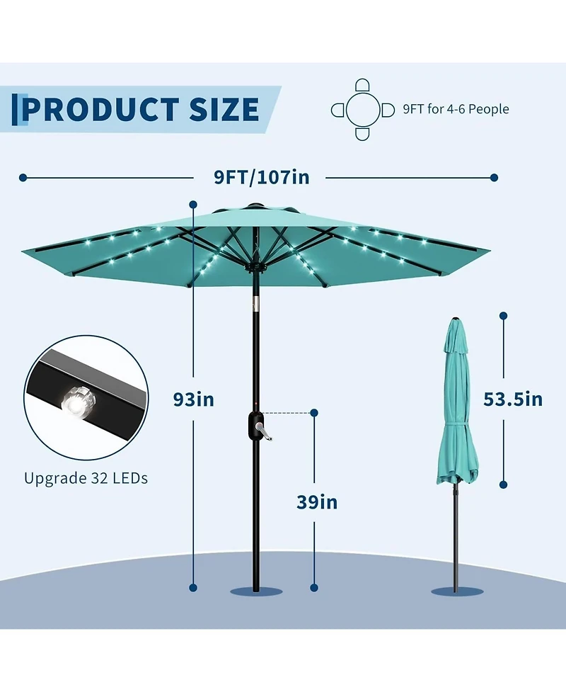 gaomon 9 Feet Outdoor Table Patio Umbrella
