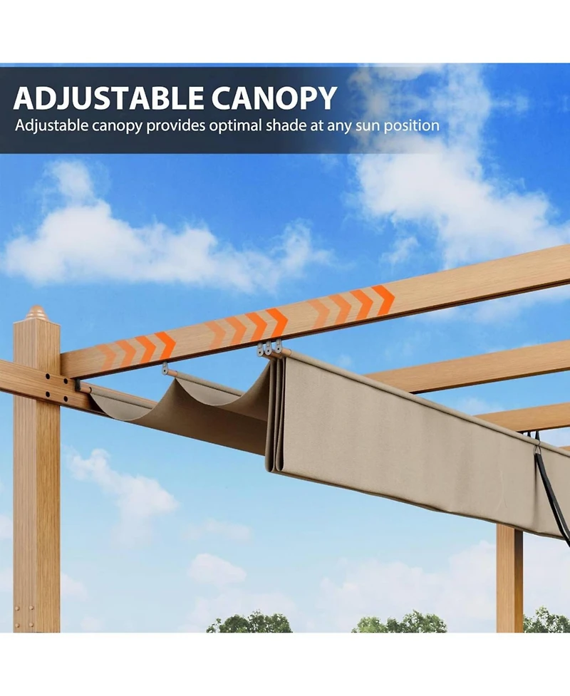 gaomon 10x10 Ft Outdoor Patio Pergola with Sun Shade Canopy for Backyard