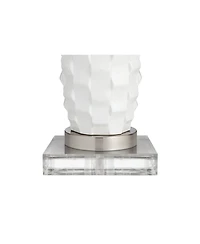 360 Lighting Modern Coastal Table Lamps 25.25 Inches High Set of 2 Led with Square Risers Usb Port Dimmer Ceramic Drum Shade for Living Room