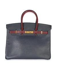 Pre-Owned HERMES Vintage Rouge H Bleu Marine Courchevel Birkin 35 Ghw