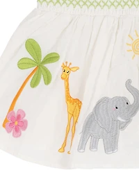 Rare Editions Girls' Toddler 2T-4T Clipped Dot Animal Embroidered Top and shorts, 2-Piece Set