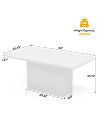 Tribesigns 63 inches Dining Table with Fluted Pedestal, Modern Kitchen Table for 4-6 People, Dining Room Table with 1.5 inches Thick Tabletop