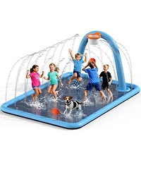 Gnuadz Splash Pad Sprinkler Basketball Hoop Non-slip Outdoor Pool Kids