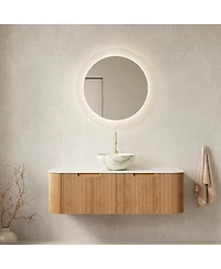 Sillysis Wall Mounted Bathroom Vanity with Sintered Stone Top, Ceramic Basin, Soft Close Drawer