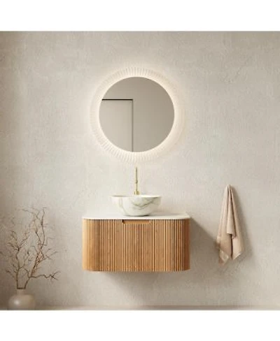Sillysis Wall Mounted Bathroom Vanity With Sintered Stone Topceramic Basin Soft Close Drawer Pre Assembled