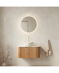 Sillysis Wall Mounted Bathroom Vanity With Sintered Stone Topceramic Basin Soft Close Drawer Pre Assembled
