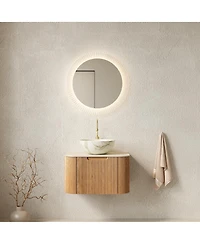 Sillysis Wall Mounted Bathroom Vanity with Sintered Stone Top, Ceramic Bowl Sink, Soft Close Drawer