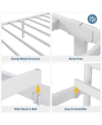 homfan Metal Bed Frame with Headboard and Footboard, Platform Underbed Storage, Steel Slat Support, No Box Spring Needed