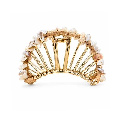 Women's Raffia Seashell Hair Claw Clip - White