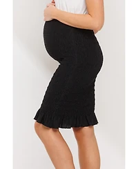 Hello Miz Maternity Smocked High-Rise Ruffle Skirt