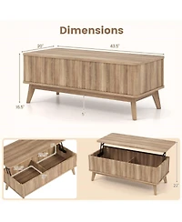 Slickblue Wooden Coffee Table with Fluted Lift Top