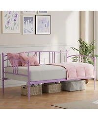 homfan Twin Metal Daybed Frame with Steel Slat Support and Underbed Storage Space, Modern Sofa Bed for Bedroom or Guest Room