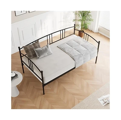 homfan Twin Metal Daybed Frame with Steel Slat Support and Underbed Storage Space, Modern Sofa Bed for Bedroom or Guest Room