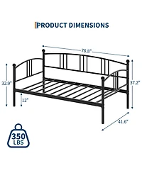 homfan Twin Metal Daybed Frame with Steel Slat Support and Underbed Storage Space, Modern Sofa Bed for Bedroom or Guest Room