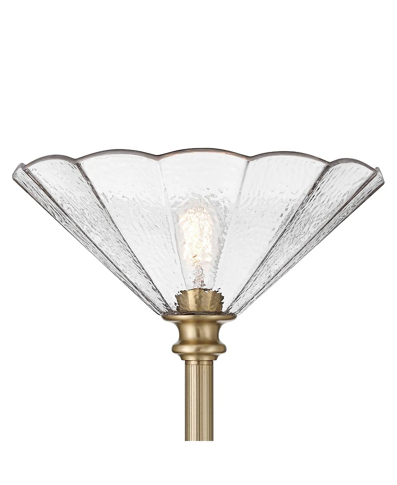 Regency Hill Harmony 72" High Antique Brass and Cast Glass Torchiere Floor Lamp