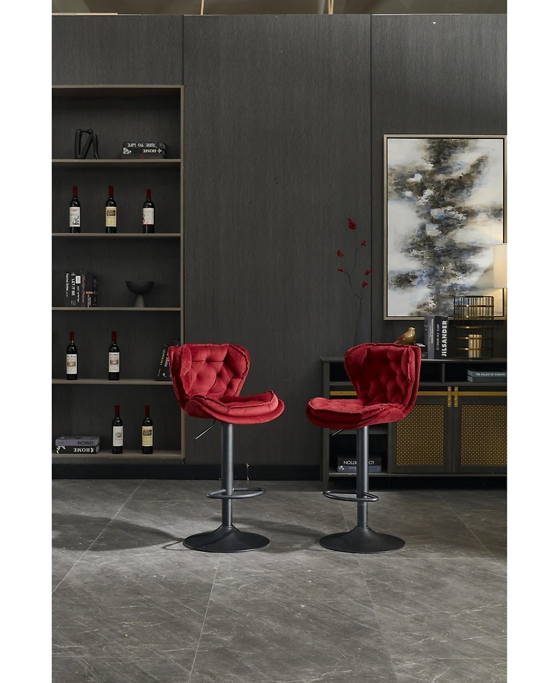 flynama Velvet Adjustable Swivel Bar Stools Set of 2, 300 Lbs Capacity