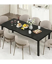 homfan Rectangular Dining Table for 6-8, Kitchen and Living Room with Irregular Top, Mdf Top Iron Legs, 71 or 79 Inch