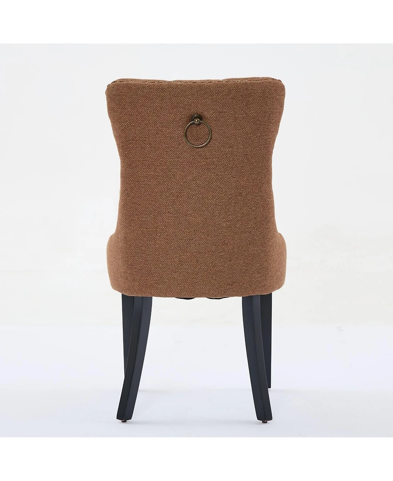Clihome Nikki Collection Modern, High-end Tufted Solid Wood Contemporary Flax Upholstered Linen Dining Chair with Legs Nailhead Trim 2-Pcs Set