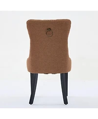 Clihome Nikki Collection Modern, High-end Tufted Solid Wood Contemporary Flax Upholstered Linen Dining Chair with Legs Nailhead Trim 2-Pcs Set