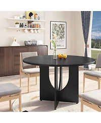 homfan 47 Inch Round Dining Table for 4-6, Modern Kitchen and with Pedestal Base, Easy Assembly
