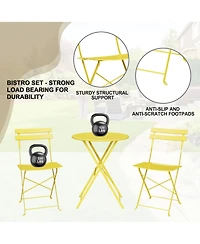homfan 3-Piece Folding Bistro Set with 1 Table and 2 Chairs, Metal Patio Set for Balcony, Porch, Lawn, Indoor Outdoor Use