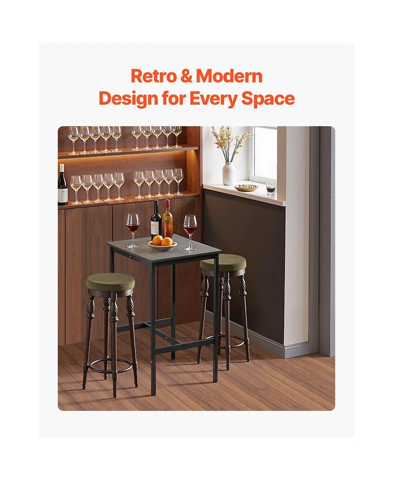 flynama 24" Compact Modern Metal and Wood Bar Table