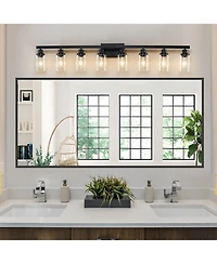 Busdays 51 Inch 8 Light Vanity Light with Clear Glass Shades Modern Iron Metal Bathroom Wall Fixture for Mirror Bathroom Dressing Table No Bulbs