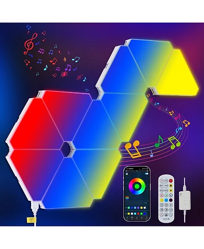 Busdays Triangular Led Lights 10 Rgb Wall Panels Modular Intelligent Light Panel with App Remote Music Sync Light Wall for Game Room Bedroom Decor
