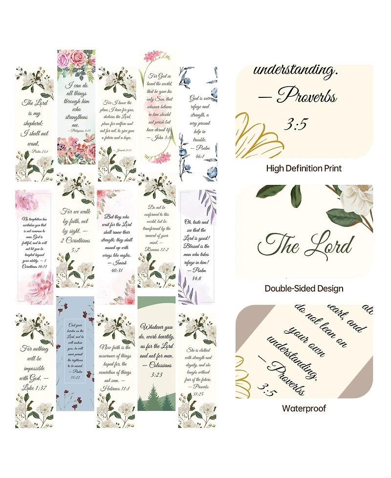 Gnuadz Bible Verse Bookmarks Floral Religious Gifts