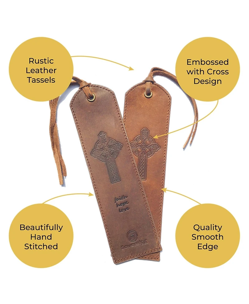 Gnuadz Leather Celtic Cross Bookmark Handmade Gift