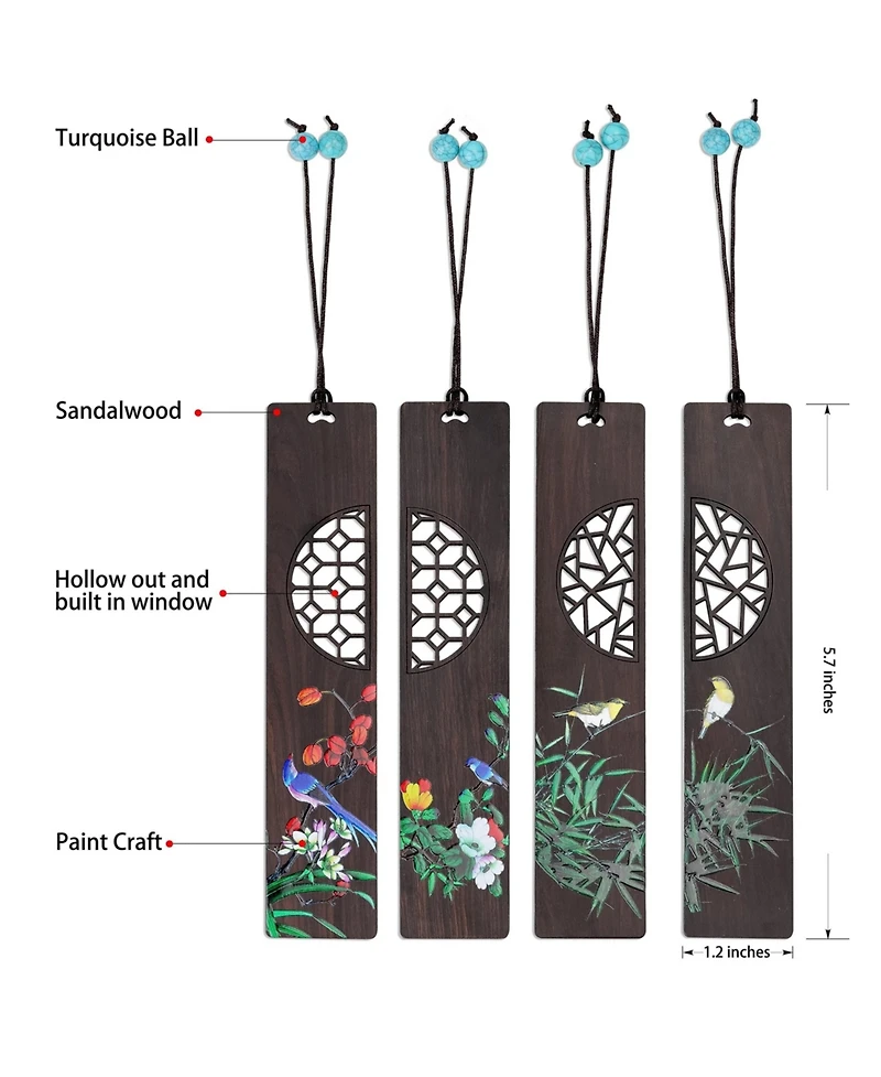 Gnuadz Wooden Bookmark Bird Orchid Carving Gift
