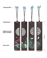 Gnuadz Wooden Bookmark Bird Orchid Carving Gift