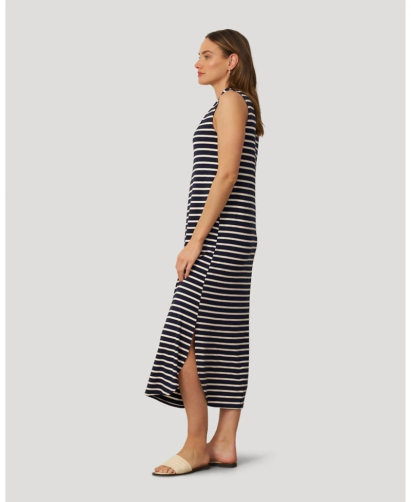 Cable & Gauge Women's Invert Pleat Stripe Maxi Dress