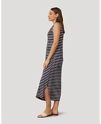 Cable & Gauge Women's Invert Pleat Stripe Maxi Dress