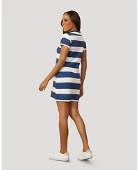 Cable & Gauge Women's Striped Polo Collar Mini Dress