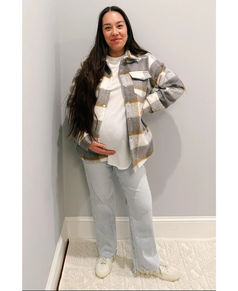 Pinkblush Maternity Distressed Hem Slim Wide Leg Jeans