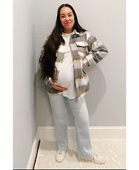 Pinkblush Maternity Distressed Hem Slim Wide Leg Jeans