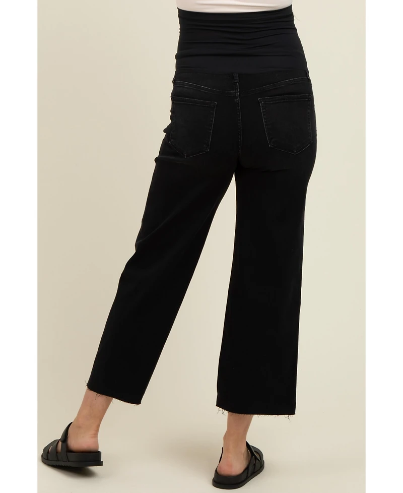 Pinkblush Maternity Raw Hem Cropped Wide Leg Jeans