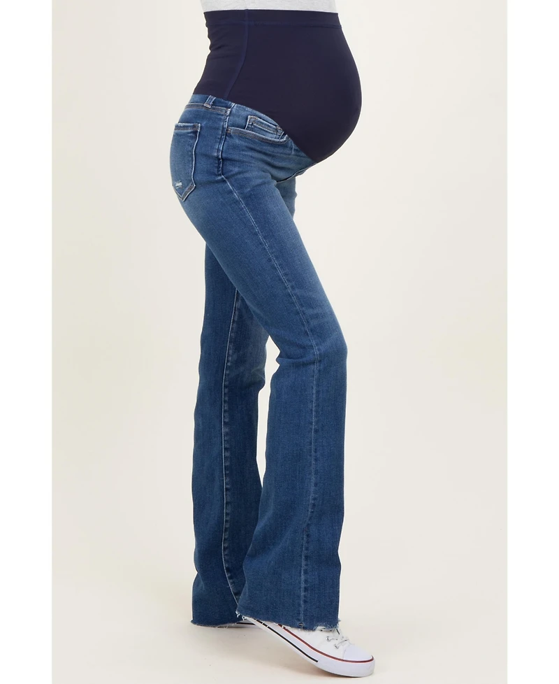 Pinkblush Maternity Bootcut Jeans with Frayed Hem